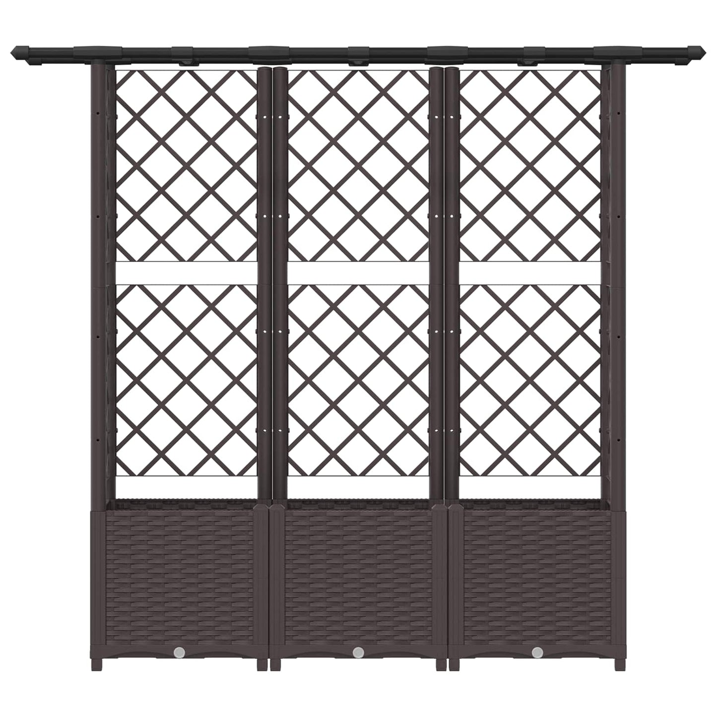 Verhoogd Bed met Trellis en Dak Bruin 162,5 x 40 x 138 cm PP
