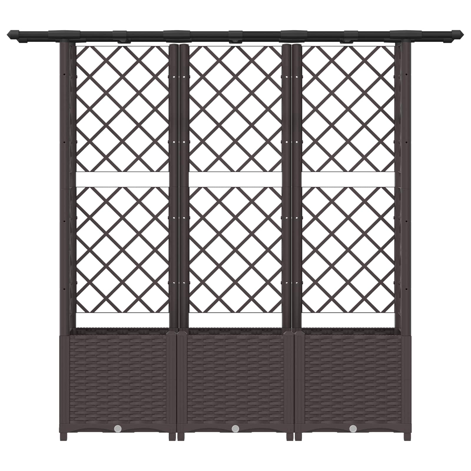 Verhoogd Bed met Trellis en Dak Bruin 162,5 x 40 x 138 cm PP