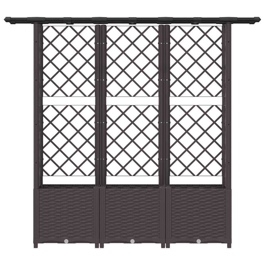 Verhoogd Bed met Trellis en Dak Bruin 162,5 x 40 x 138 cm PP
