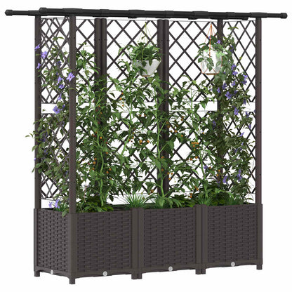 Verhoogd Bed met Trellis en Dak Bruin 162,5 x 40 x 138 cm PP