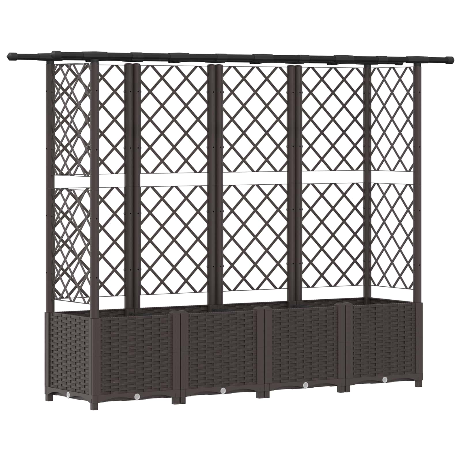 Verhoogd Bed met Trellis en Dak Bruin 203 x 40 x 138 cm PP