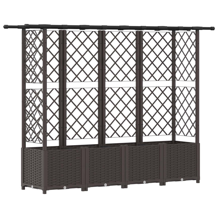 Verhoogd Bed met Trellis en Dak Bruin 203 x 40 x 138 cm PP