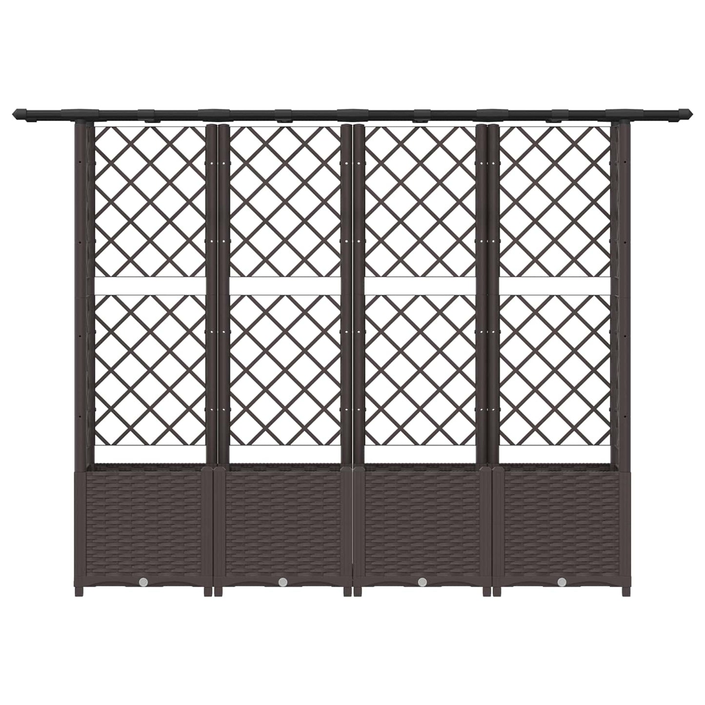 Verhoogd Bed met Trellis en Dak Bruin 203 x 40 x 138 cm PP