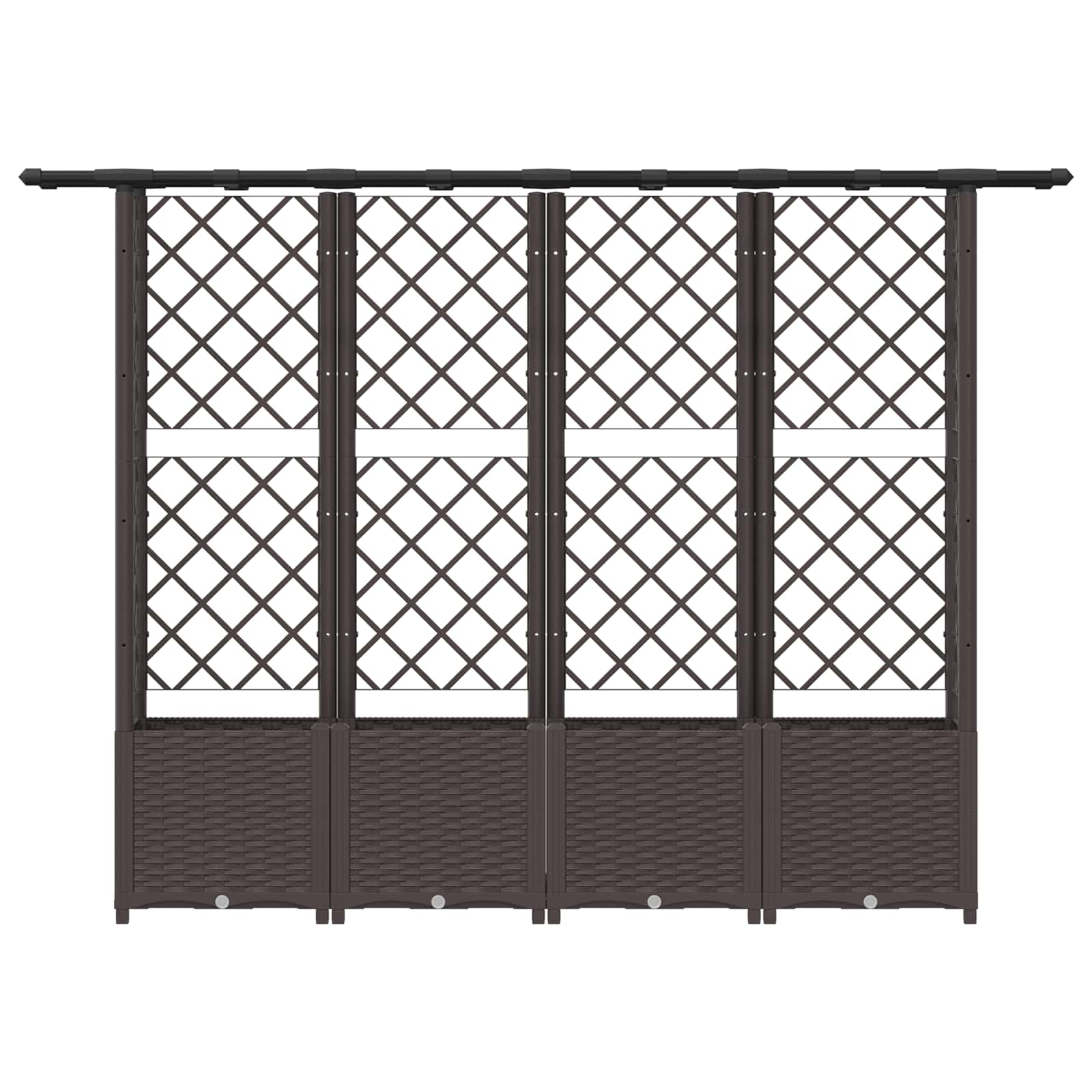 Verhoogd Bed met Trellis en Dak Bruin 203 x 40 x 138 cm PP