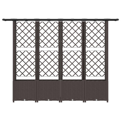 Verhoogd Bed met Trellis en Dak Bruin 203 x 40 x 138 cm PP