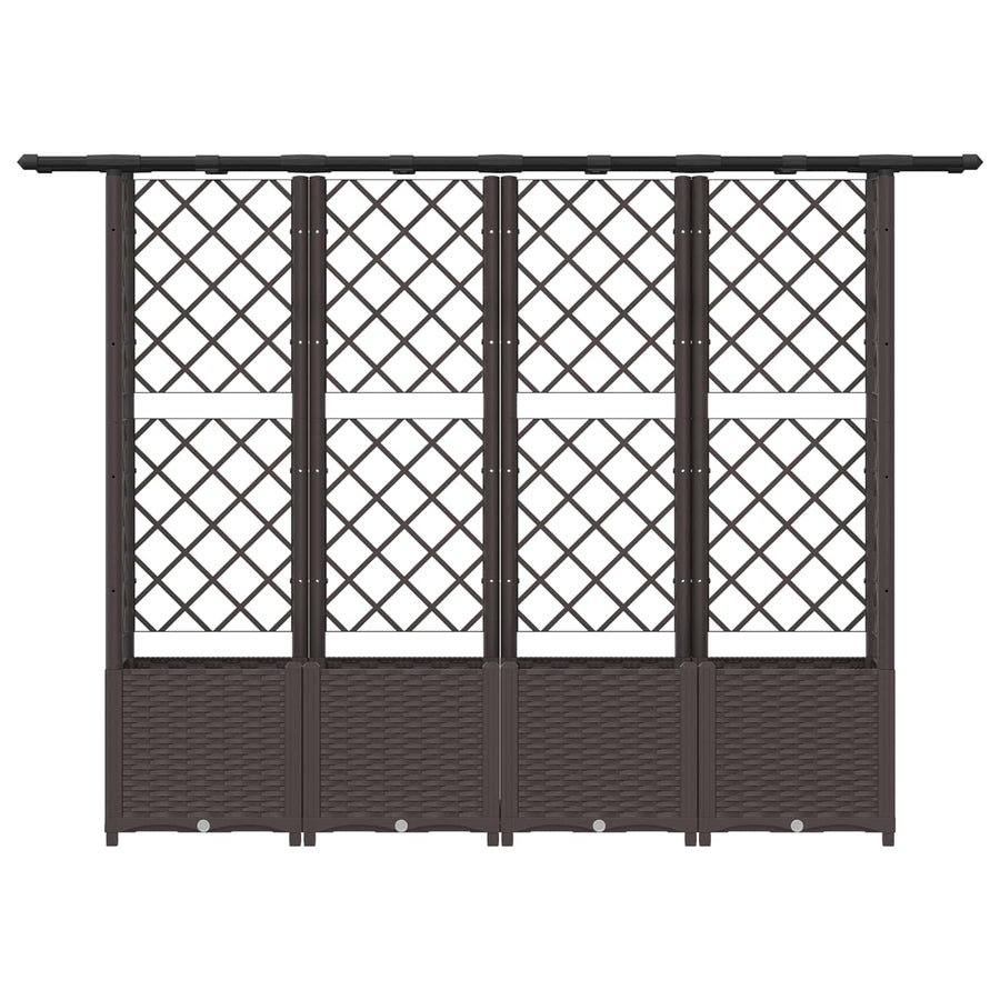 Verhoogd Bed met Trellis en Dak Bruin 203 x 40 x 138 cm PP