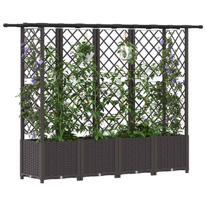 Verhoogd Bed met Trellis en Dak Bruin 203 x 40 x 138 cm PP