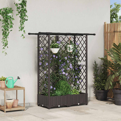 Verhoogd Bed met Trellis en Dak Bruin 124 x 40 x 123 cm PP