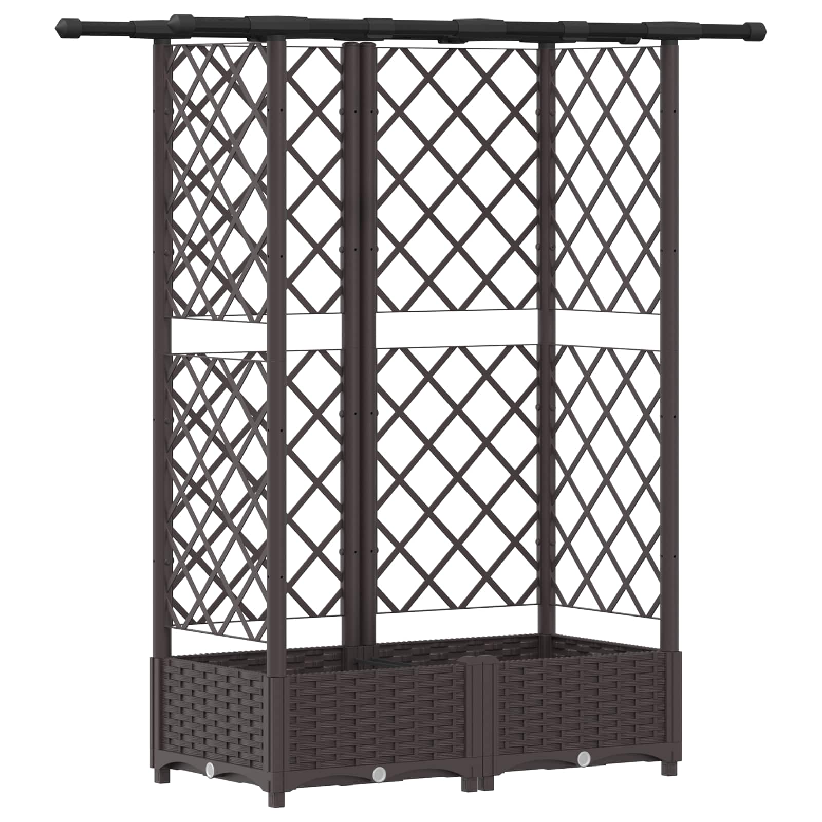 Verhoogd Bed met Trellis en Dak Bruin 124 x 40 x 123 cm PP