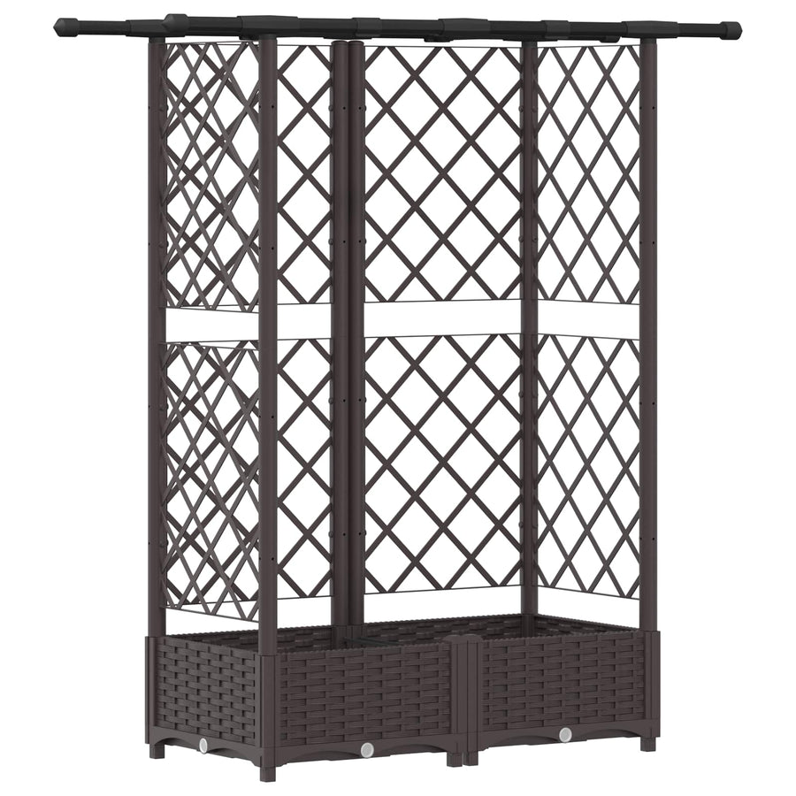 Verhoogd Bed met Trellis en Dak Bruin 124 x 40 x 123 cm PP