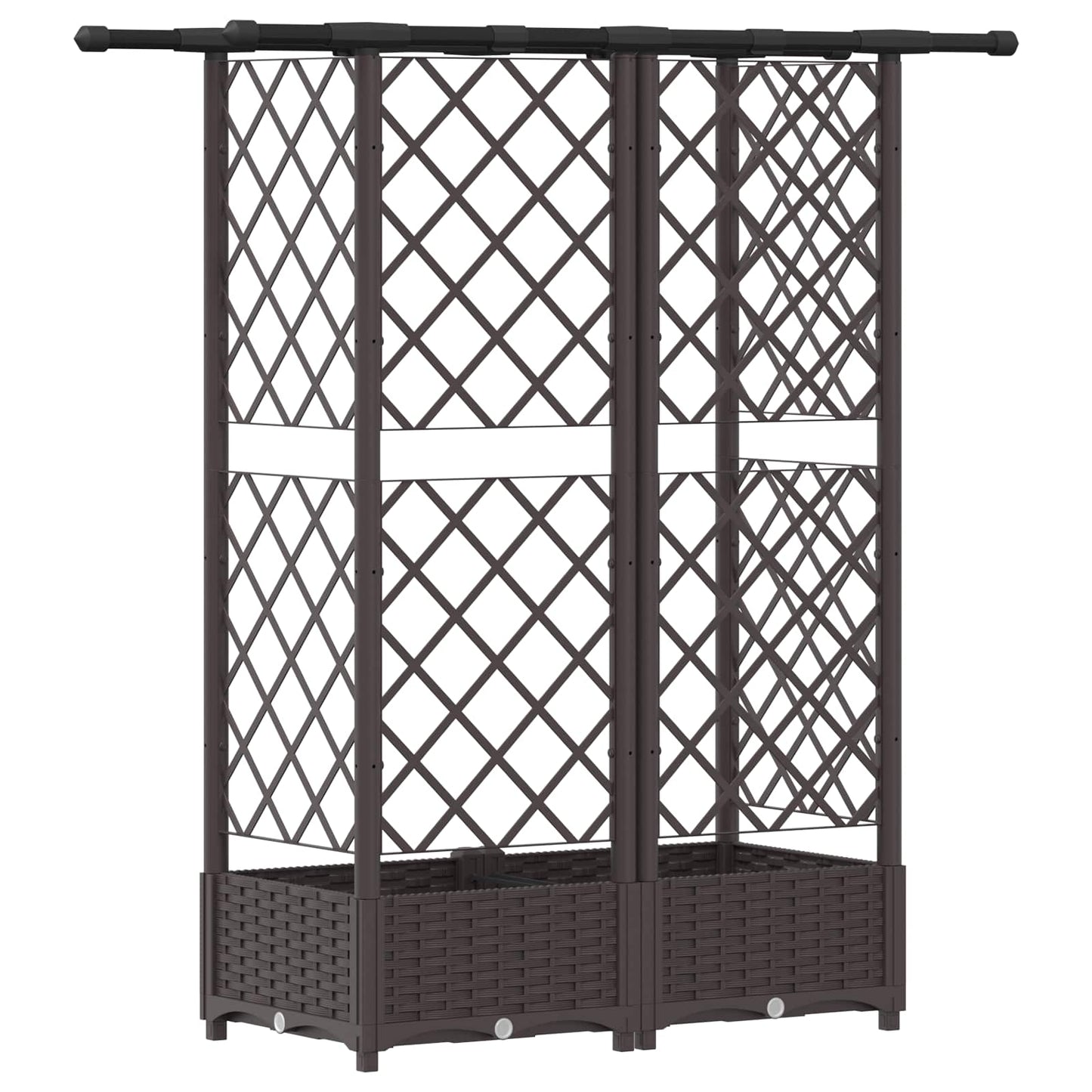 Verhoogd Bed met Trellis en Dak Bruin 124 x 40 x 123 cm PP