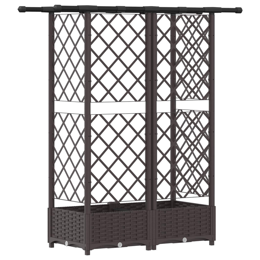 Verhoogd Bed met Trellis en Dak Bruin 124 x 40 x 123 cm PP