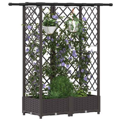 Verhoogd Bed met Trellis en Dak Bruin 124 x 40 x 123 cm PP