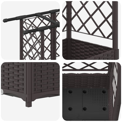 Verhoogd Bed met Trellis en Dak Bruin 164 x 40 x 123 cm PP