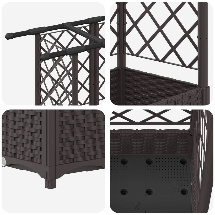 Verhoogd Bed met Trellis en Dak Bruin 164 x 40 x 123 cm PP