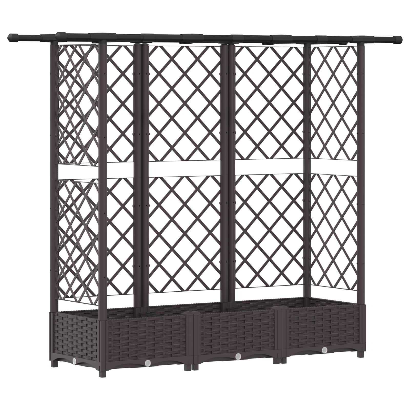 Verhoogd Bed met Trellis en Dak Bruin 164 x 40 x 123 cm PP