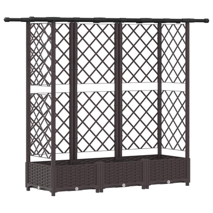 Verhoogd Bed met Trellis en Dak Bruin 164 x 40 x 123 cm PP