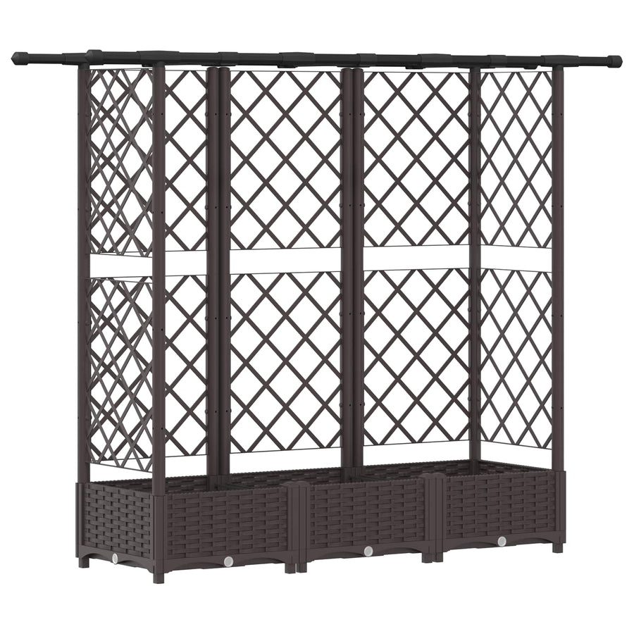 Verhoogd Bed met Trellis en Dak Bruin 164 x 40 x 123 cm PP