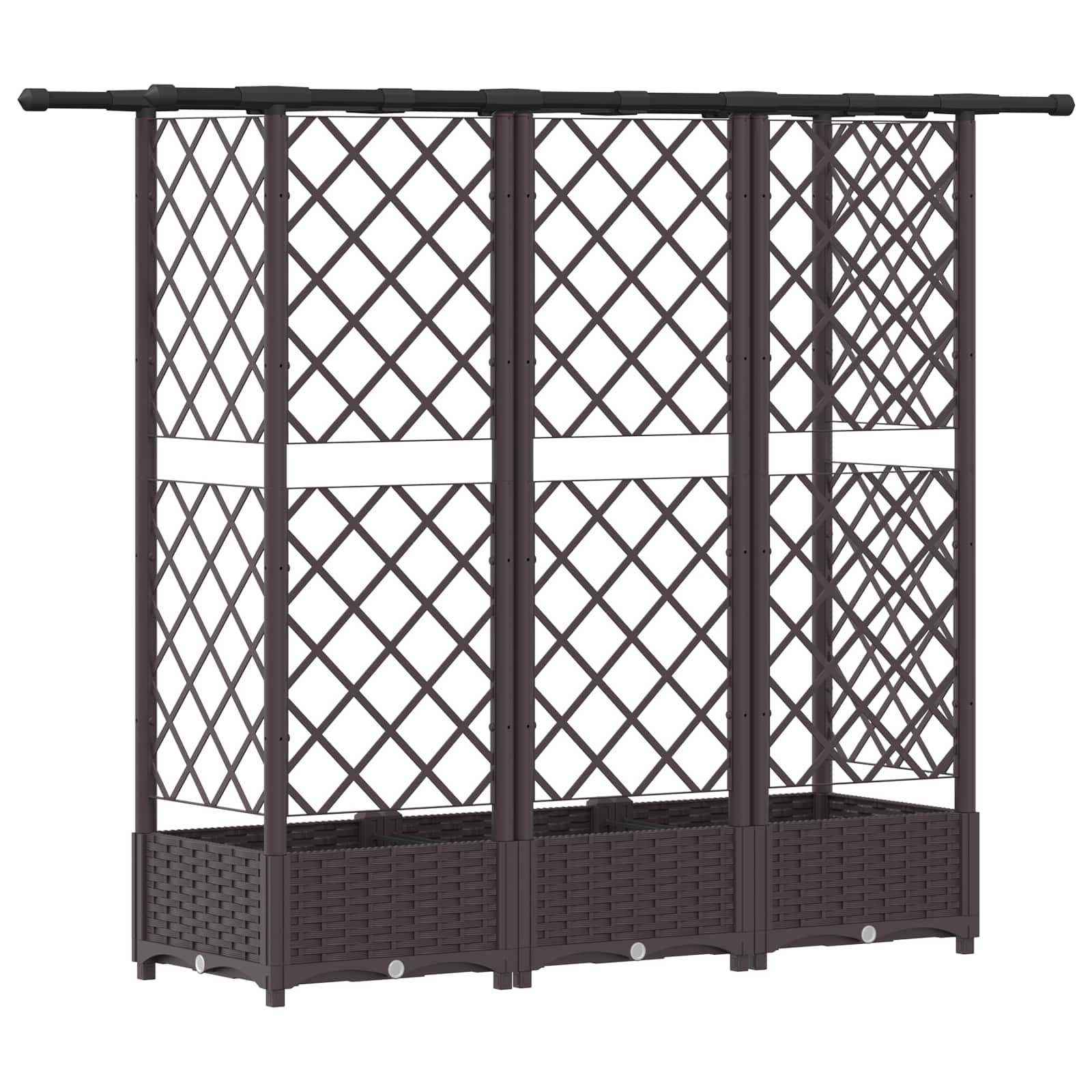 Verhoogd Bed met Trellis en Dak Bruin 164 x 40 x 123 cm PP