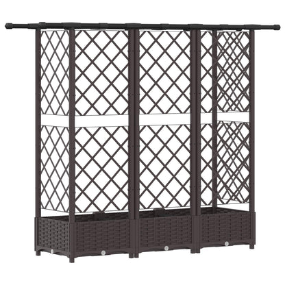 Verhoogd Bed met Trellis en Dak Bruin 164 x 40 x 123 cm PP