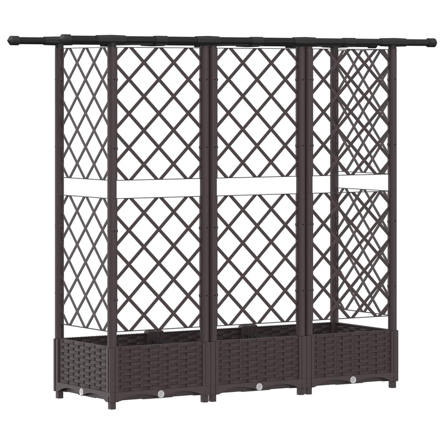 Verhoogd Bed met Trellis en Dak Bruin 164 x 40 x 123 cm PP