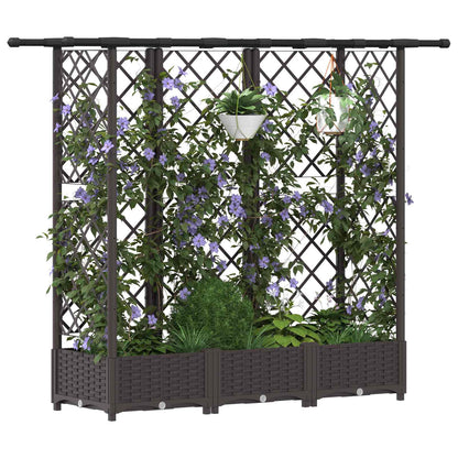Verhoogd Bed met Trellis en Dak Bruin 164 x 40 x 123 cm PP