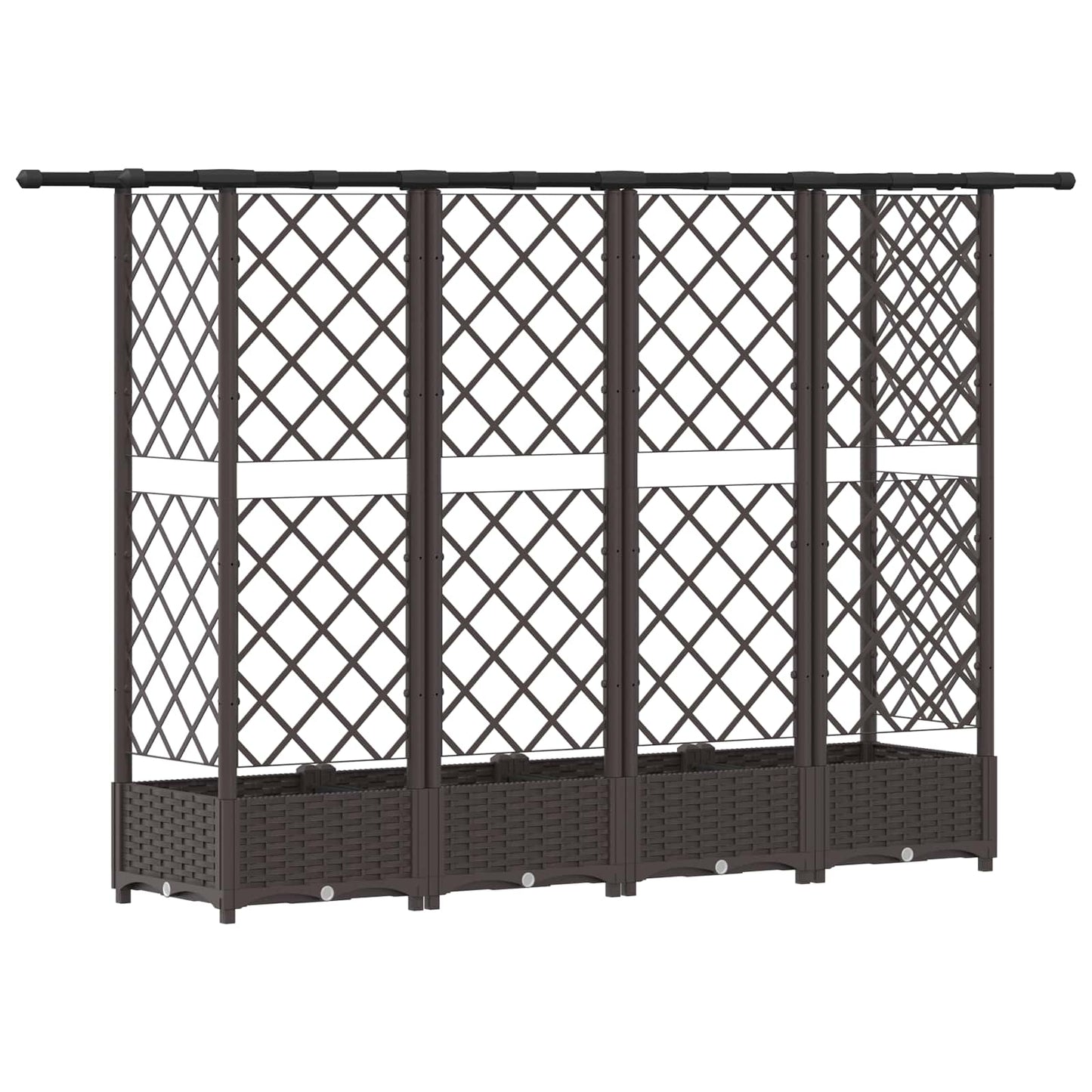 Verhoogd Bed met Trellis en Dak Bruin 202,5 x 40 x 123 cm PP