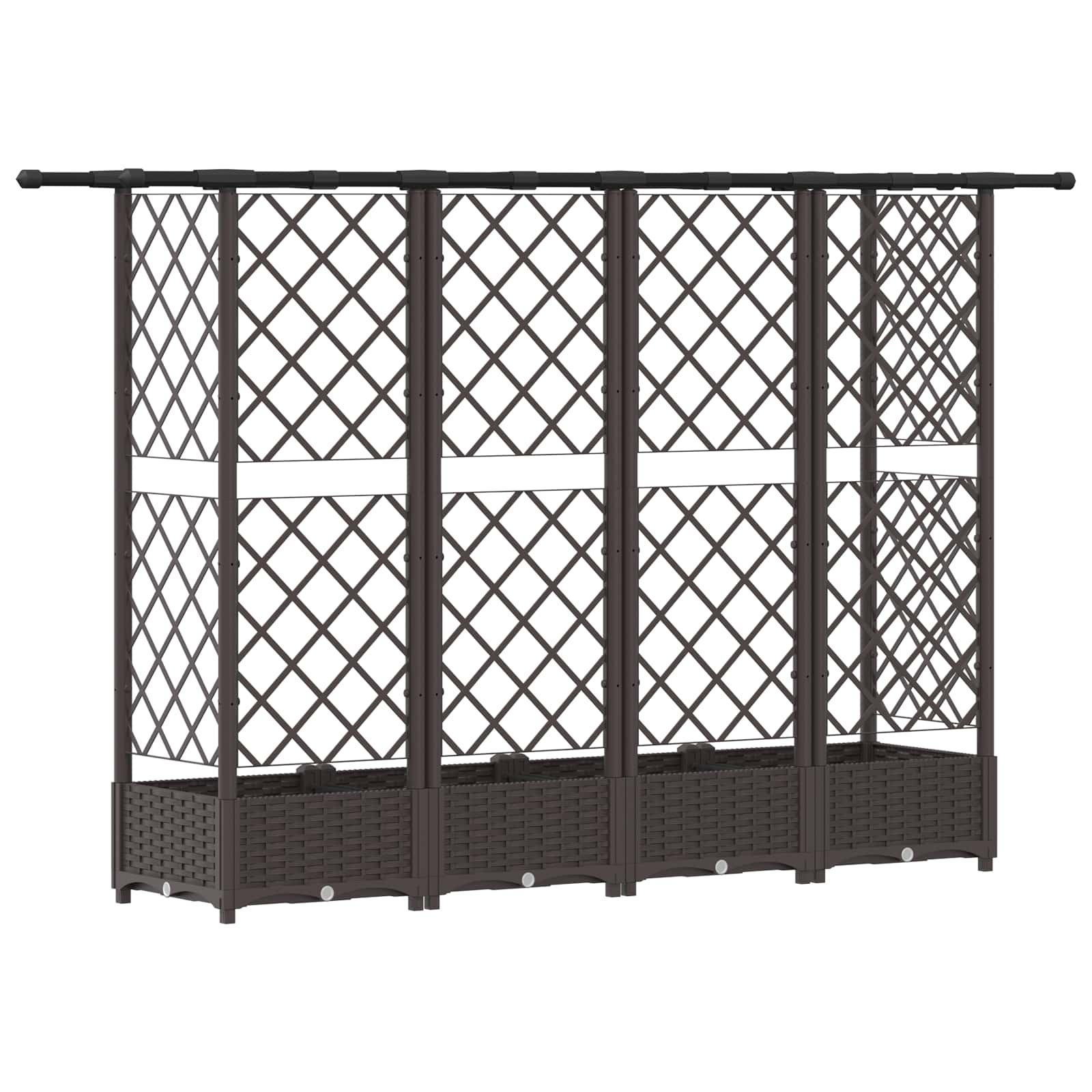 Verhoogd Bed met Trellis en Dak Bruin 202,5 x 40 x 123 cm PP