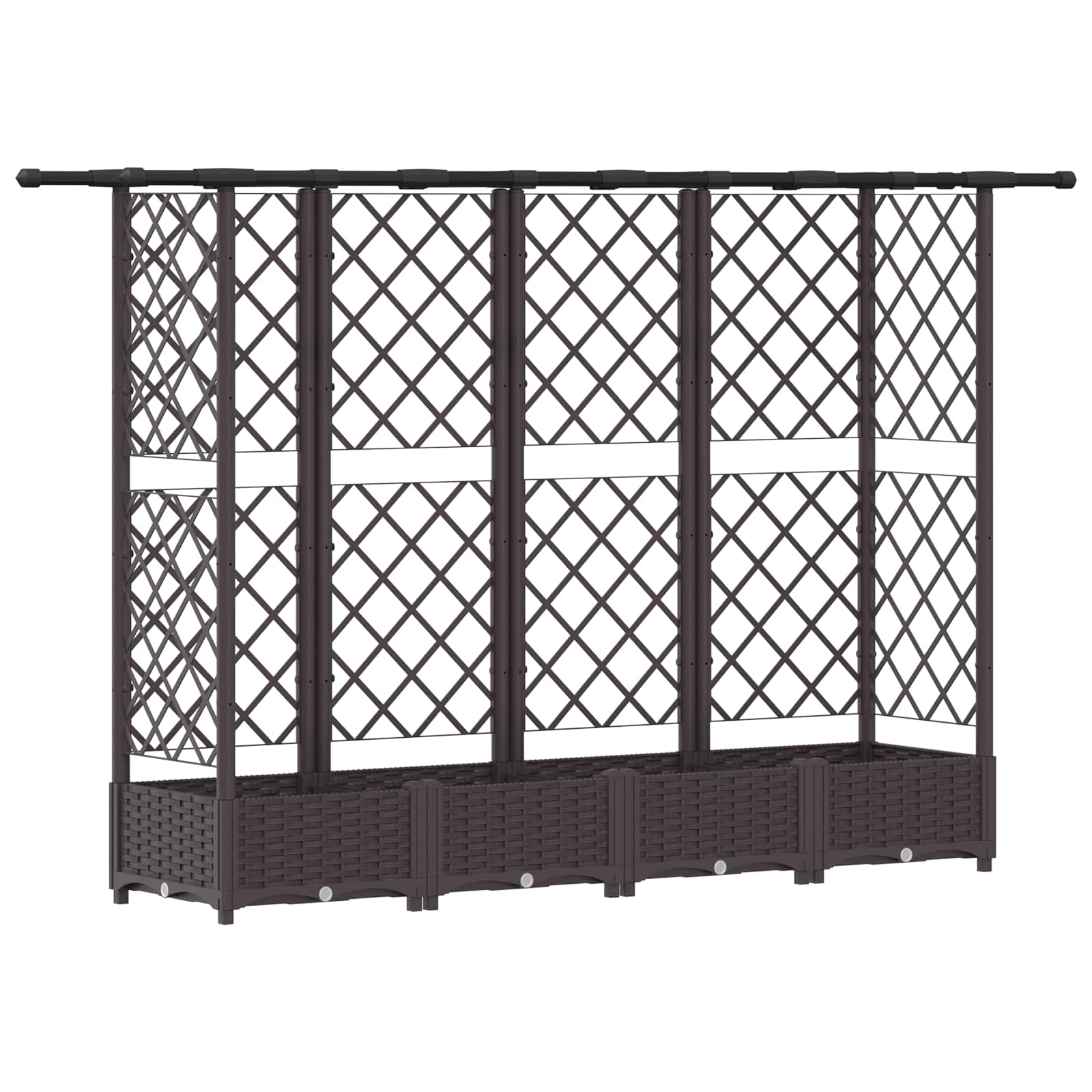 Verhoogd Bed met Trellis en Dak Bruin 202,5 x 40 x 123 cm PP