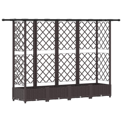 Verhoogd Bed met Trellis en Dak Bruin 202,5 x 40 x 123 cm PP