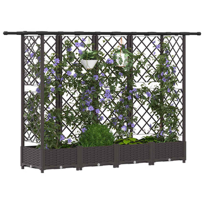Verhoogd Bed met Trellis en Dak Bruin 202,5 x 40 x 123 cm PP