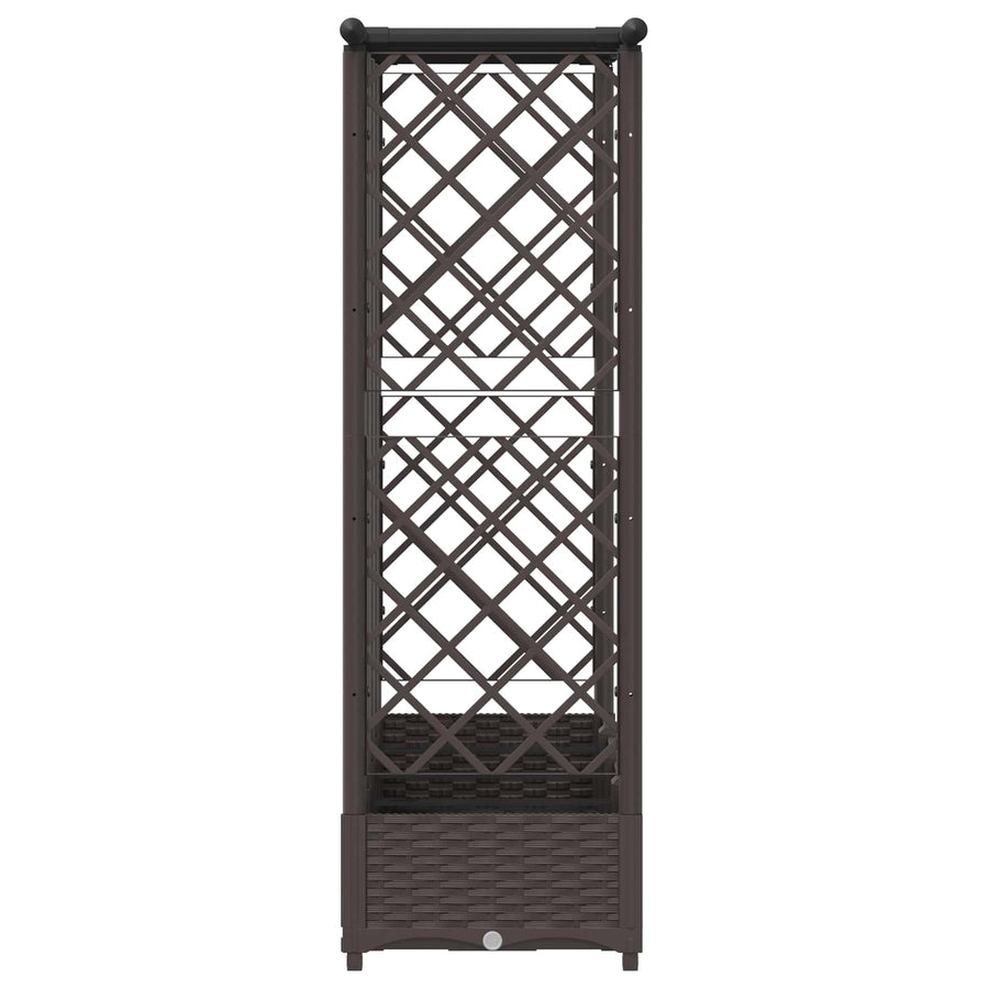 Verhoogd Bed met Trellis en Dak Bruin 202,5 x 40 x 123 cm PP