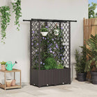 Verhoogd tuinbed met trellis en dak 124x40x138 cm bruin PP
