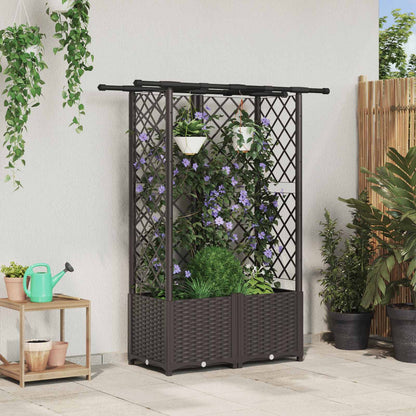 Verhoogd Bed met Trellis en Dak Bruin 124 x 40 x 138 cm PP