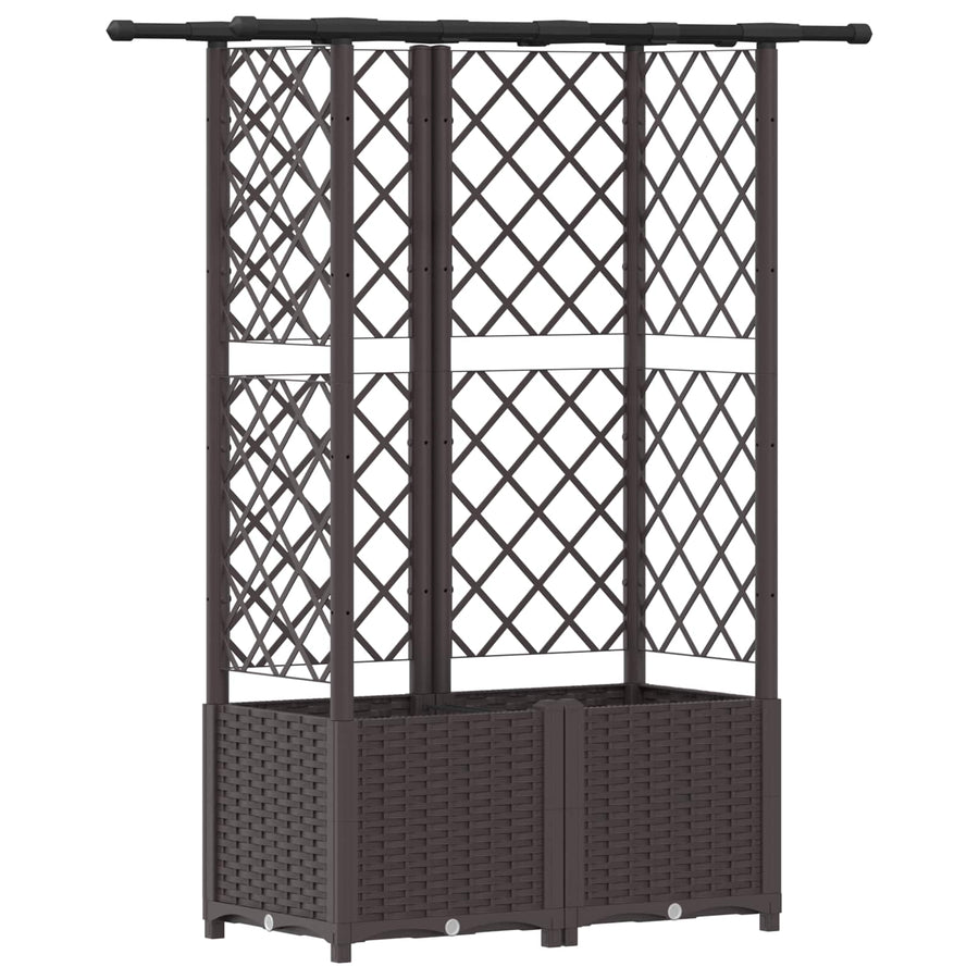 Verhoogd Bed met Trellis en Dak Bruin 124 x 40 x 138 cm PP