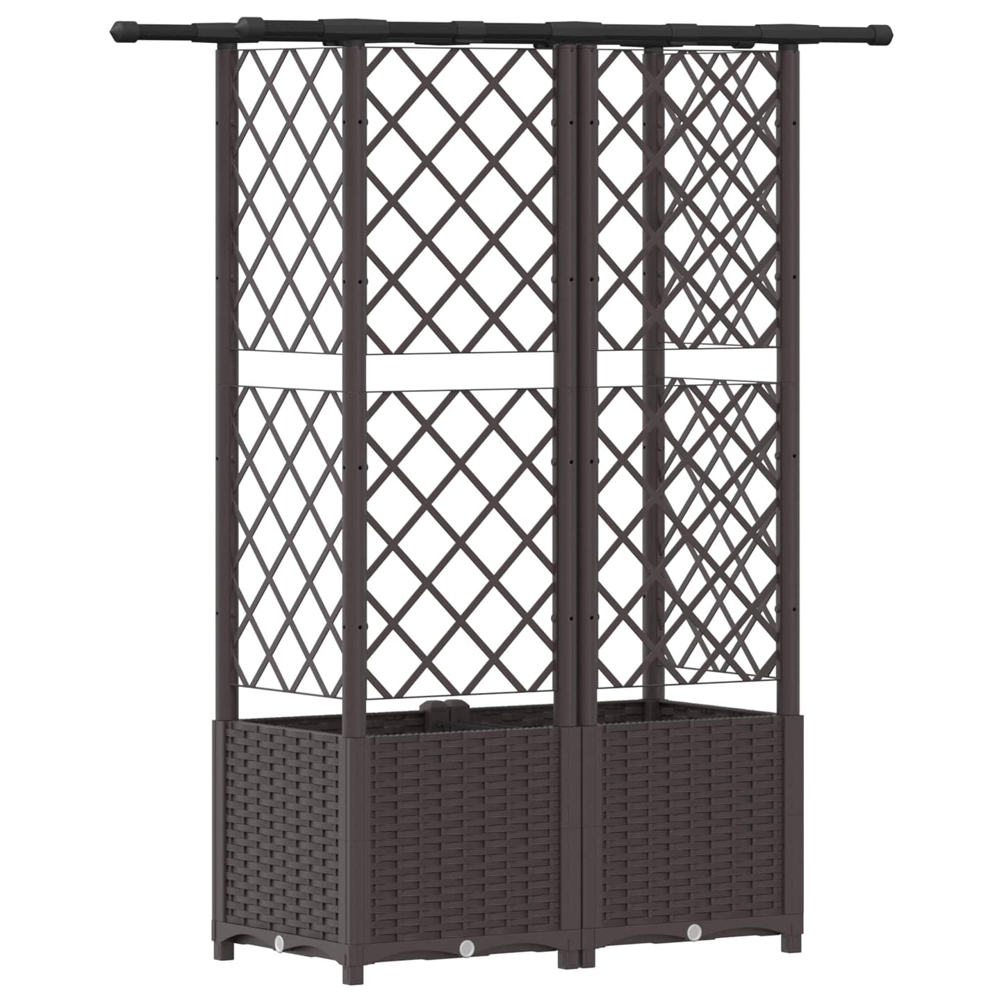 Verhoogd Bed met Trellis en Dak Bruin 124 x 40 x 138 cm PP