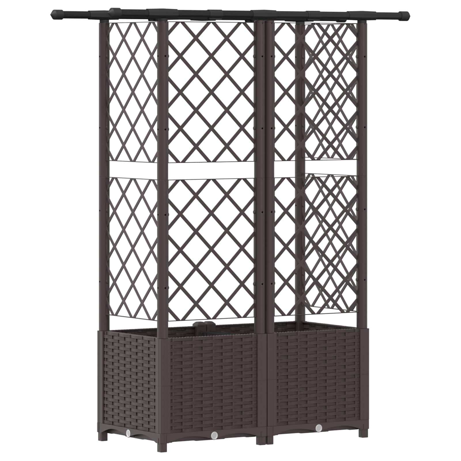 Verhoogd Bed met Trellis en Dak Bruin 124 x 40 x 138 cm PP