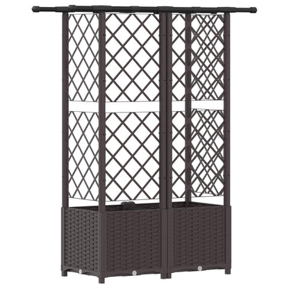 Verhoogd Bed met Trellis en Dak Bruin 124 x 40 x 138 cm PP