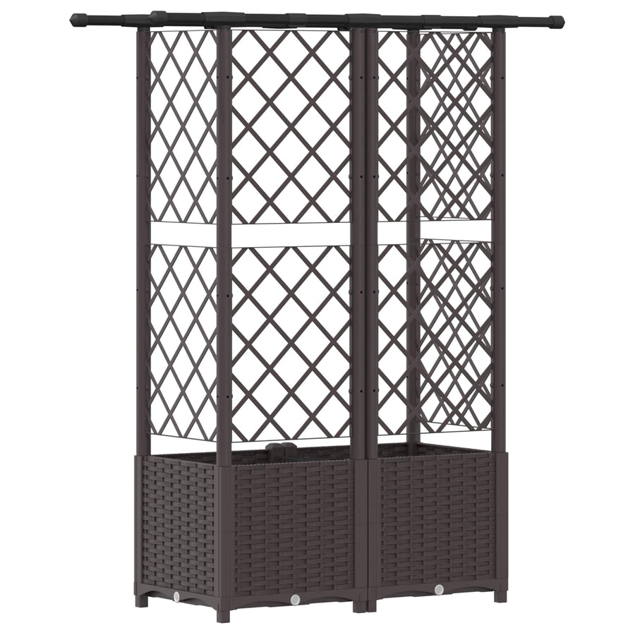 Verhoogd Bed met Trellis en Dak Bruin 124 x 40 x 138 cm PP