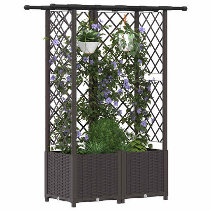 Verhoogd Bed met Trellis en Dak Bruin 124 x 40 x 138 cm PP
