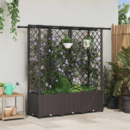Verhoogd Bed met Trellis en Dak Bruin 163,5 x 40 x 138 cm PP