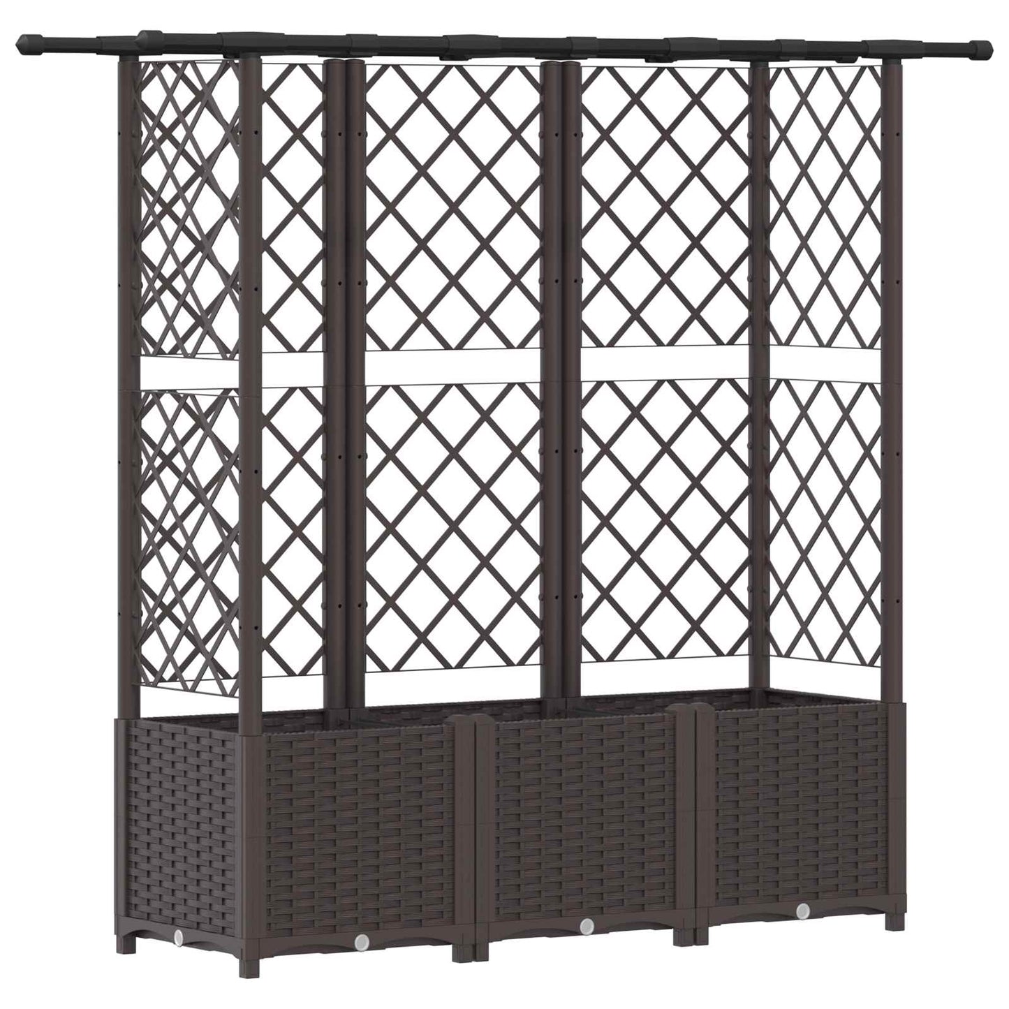 Verhoogd Bed met Trellis en Dak Bruin 163,5 x 40 x 138 cm PP