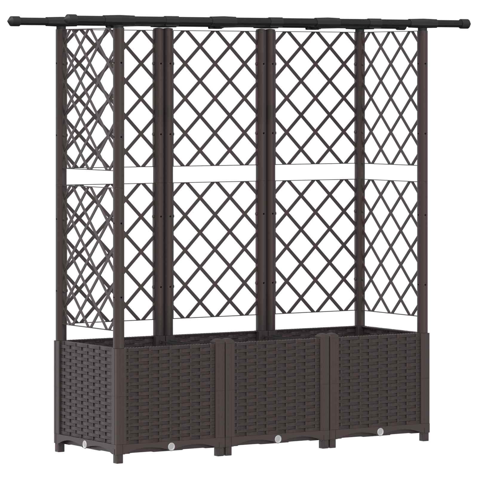 Verhoogd Bed met Trellis en Dak Bruin 163,5 x 40 x 138 cm PP