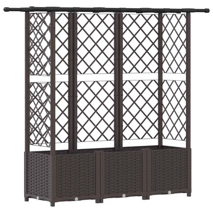 Verhoogd Bed met Trellis en Dak Bruin 163,5 x 40 x 138 cm PP