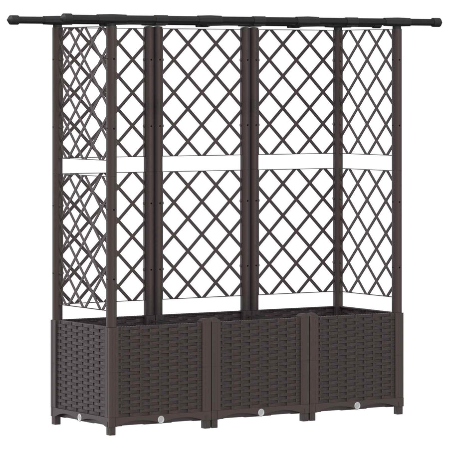 Verhoogd Bed met Trellis en Dak Bruin 163,5 x 40 x 138 cm PP