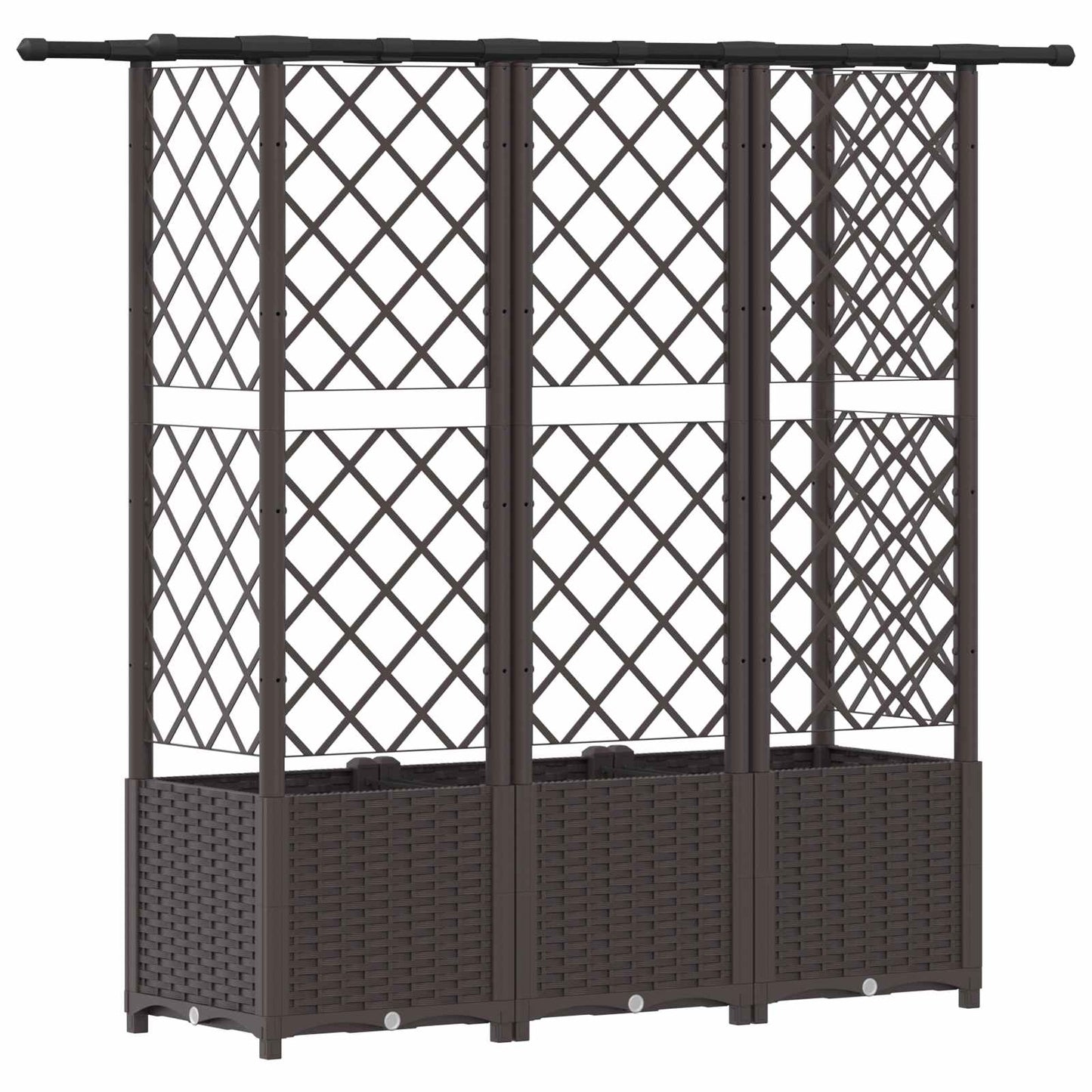 Verhoogd Bed met Trellis en Dak Bruin 163,5 x 40 x 138 cm PP