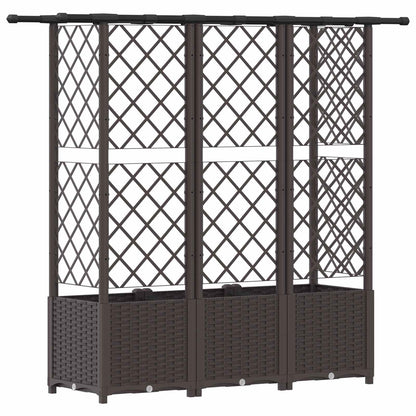 Verhoogd Bed met Trellis en Dak Bruin 163,5 x 40 x 138 cm PP