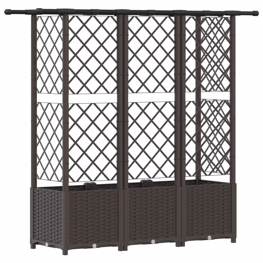 Verhoogd Bed met Trellis en Dak Bruin 163,5 x 40 x 138 cm PP