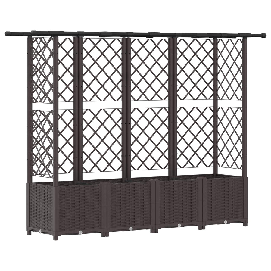Verhoogd Bed met Trellis en Dak Bruin 202 x 40 x 138 cm PP
