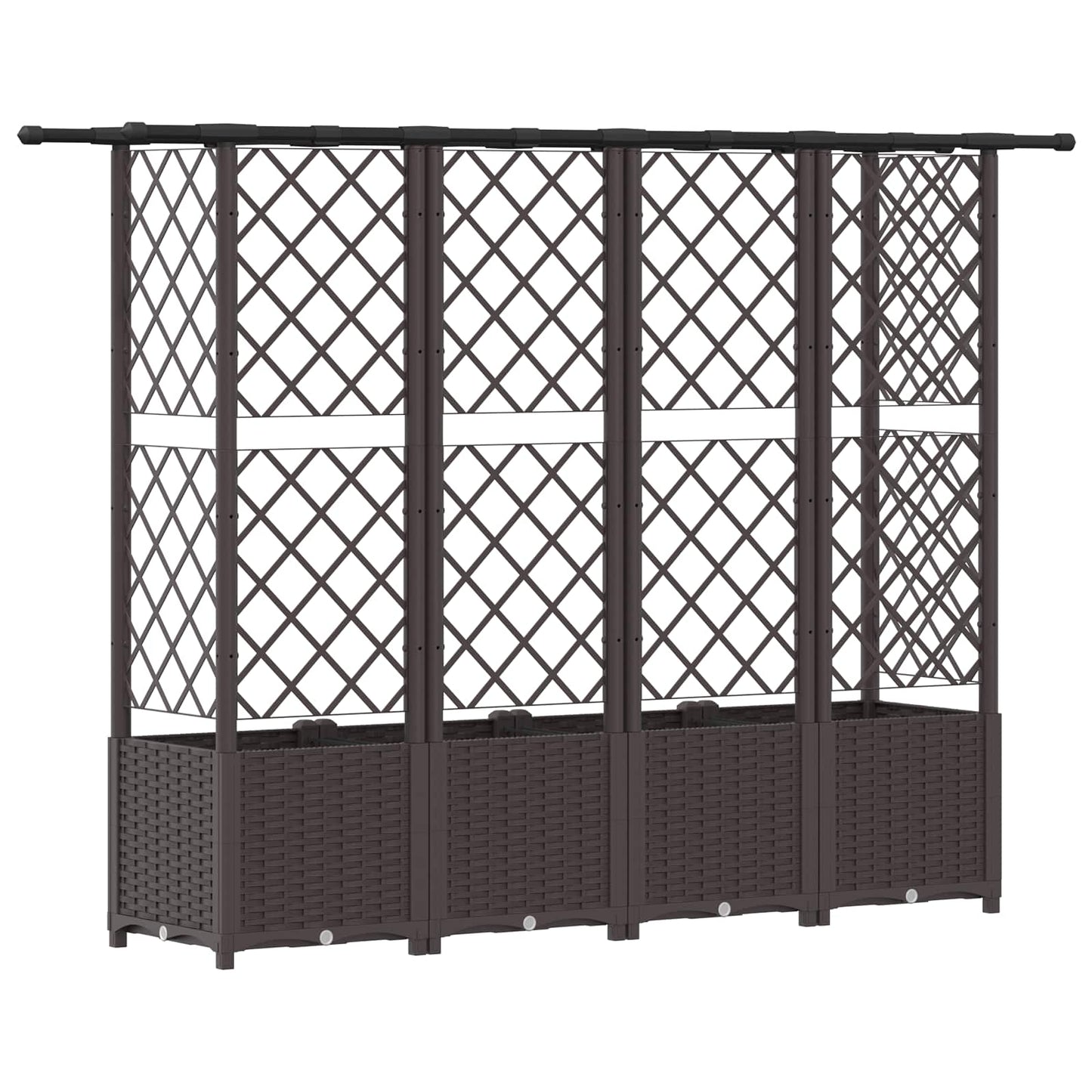 Verhoogd Bed met Trellis en Dak Bruin 202 x 40 x 138 cm PP